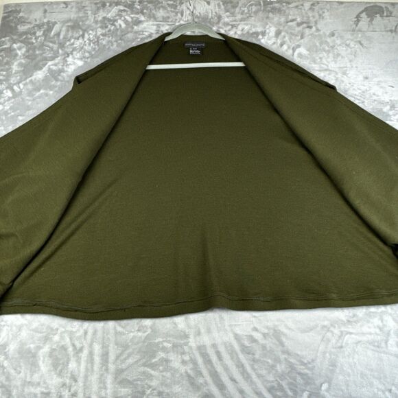 Andrea Jovine 100% Wool Cardigan ONE SIZE Dark Green Drop Shoulder Slouchy(0995) - Picture 7 of 14
